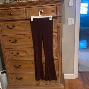 Brown Boot Cut Flare Pants with Stretchy Fabric